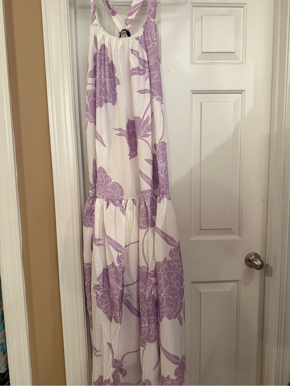 PMP White Maxi Sundress with Lavender Floral Print